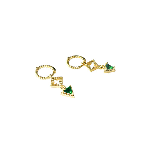 Lindi Kingi - Engraved Sleepers Gold & Emerald