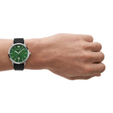 Emporio Armani - Three Hand Date Black Leather Watch
