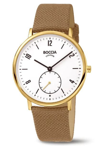 Boccia - Pure Titanium Gold Plated Subsided Second Hand Watch