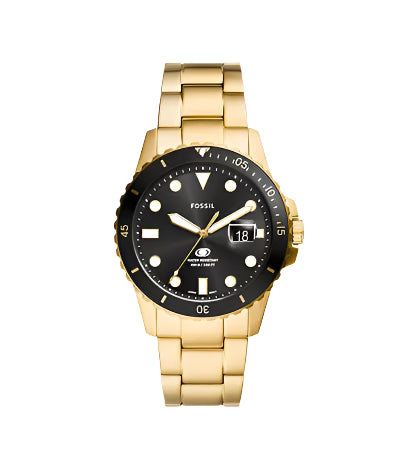 Fossil Gold Black Dive Three Hand Date Watch Brent Weatherall Jeweller