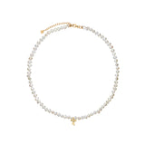 Karen Walker Petite Bow With Pearls Necklace - Yellow Gold Plate