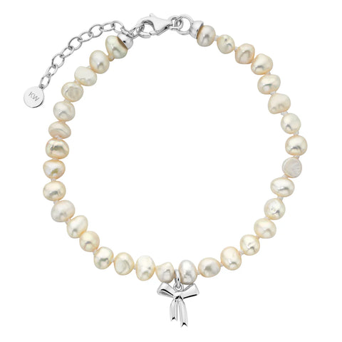 Karen Walker -Petite bow with pearls bracelet with Freshwater pearls 18.5cm +3.5cm
