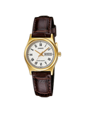 Casio - Ladies Analogue Day/Date Leather Strap Watch