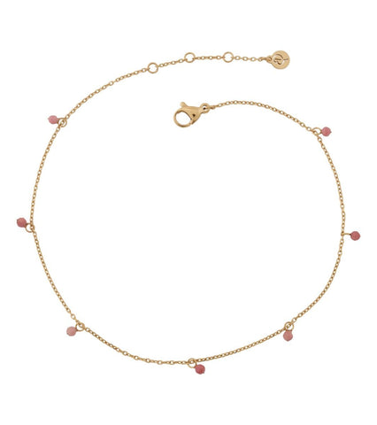 Edblad - Summer Beads Chain Anklet Pink Gold