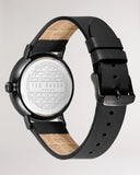 Ted Baker - Cment Black Leather Strap Watch