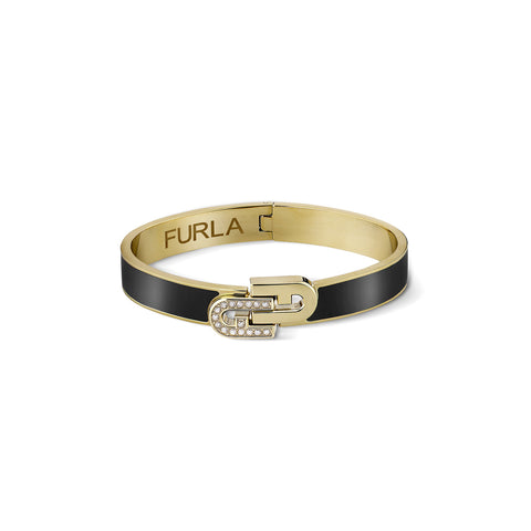 Furla Jewellery - Black Enamel/Gold Double Arch Bangle