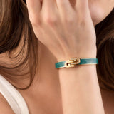 Furla Jewellery - Green Enamel/Gold Double Arch Bangle