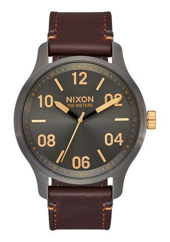 Nixon - Patrol Leather Watch Gunmetal/Gold
