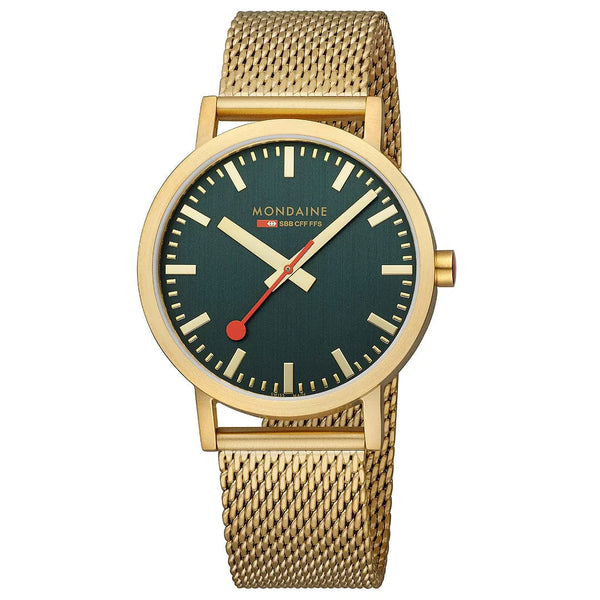 Mondaine - Classic 40mm Forest Green/Gold Stainless Steel Watch
