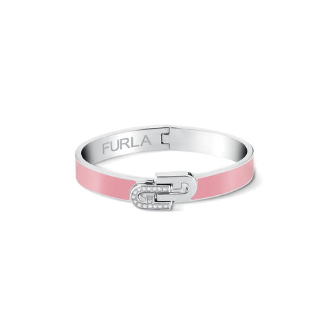 Furla Jewellery - Pink Enamel/Silver Double Arch Bangle