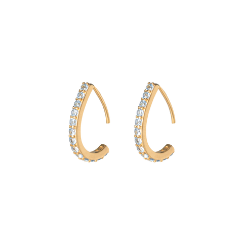 Boh Runga - Gold Plated Rocksteady Droplet Hoops CZ