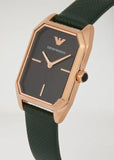 Emporio Armani - Women's Two-Hand Green Leather Watch