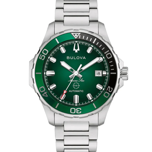 Bulova - Marine Star Sapphire Quartz Stainless Steel Racer Green Dial