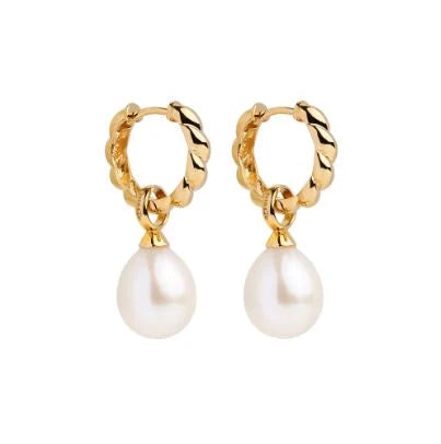 Najo - Dew Drop Pearl Earrings Yellow Gold Plated