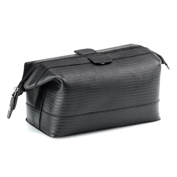 Cudworth - Black Lizard Leather Toiletry Bag