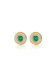 Georgini - Milestone Emerald Nano & White Cubic Zirconia Halo Earrings Gold