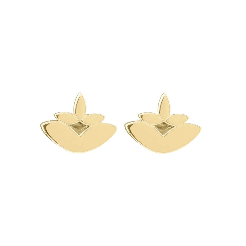 Boh Runga - Lotus Flower Stud Gold Plate – Brent Weatherall Jeweller