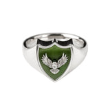Nick Von K - Pounamu Owl Crest Signet Ring in Sterling Silver