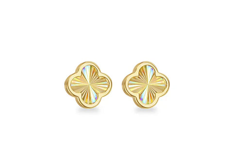 Brent Weatherall - 9ct Yellow Gold Rainbow Clover Studs
