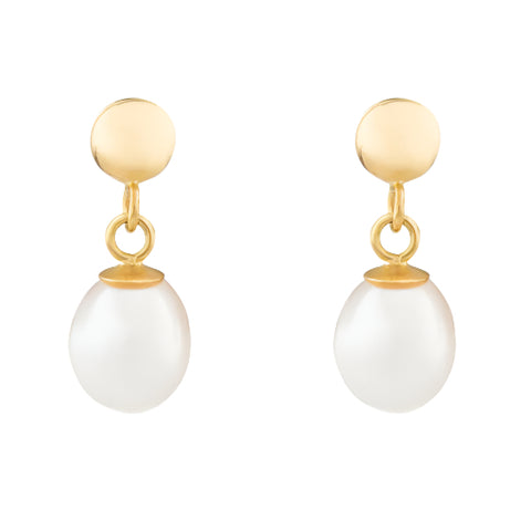 Brent Weatherall - 9ct Yellow Gold Hollow Fresh water Pearl Drop Earring