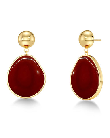 Edblad - Agatha Earrings Large Red & Gold