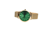 Bering - Classic Gold Mesh Watch With Green Face