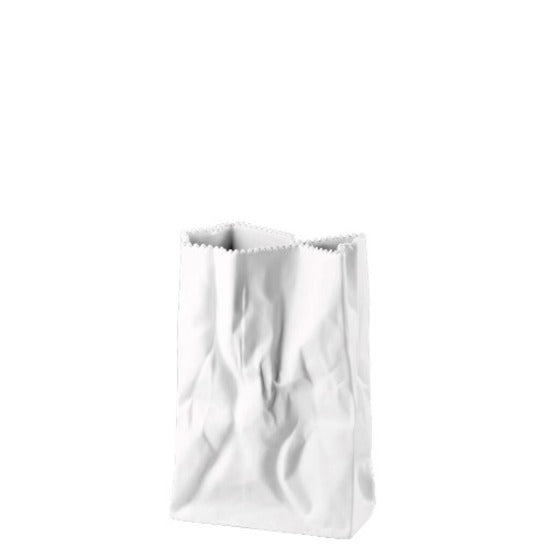 Paper Bag Vase 18cm Matte White
