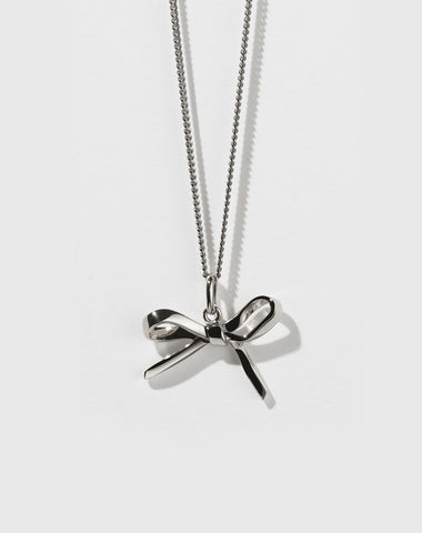 Meadowlark - Bow Charm Necklace Silver