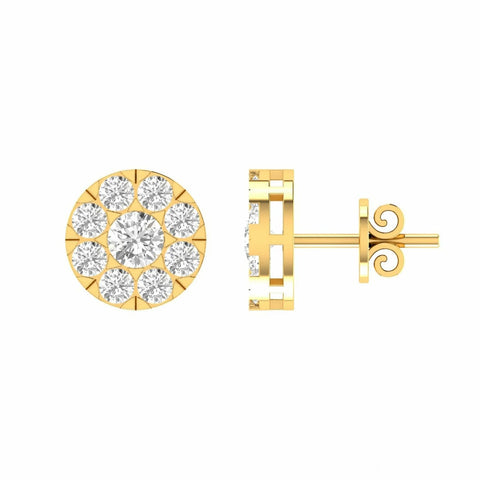Brent Weatherall - 9ct Yellow Gold Cluster Diamond Stud Earrings With 0.33ct Diamonds