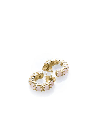 Stolen Girlfriends Club - Halo Cluster Earrings Rose Quartz Gold Plate