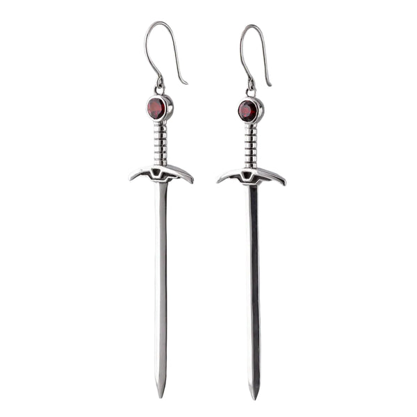 Nick Von K - Garnet Sacred Blades Earrings