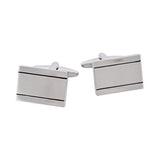 Cudworth - Brushed & Polished Rhodium Plated Rectangle Cufflinks