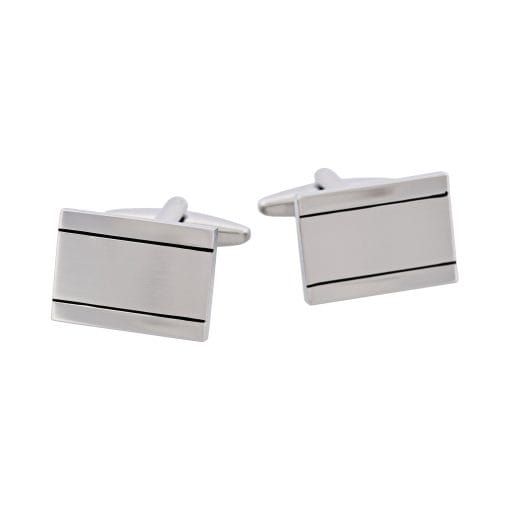 Cudworth - Brushed & Polished Rhodium Plated Rectangle Cufflinks