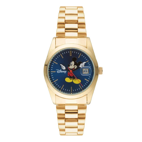 Disney - Mickey Mouse Gold-Tone 35mm Watch With Blue Dial