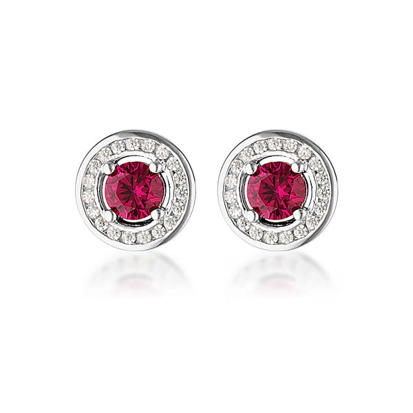 Georgini - Milestone Red Cubic Zirconia Halo Stud Earrings