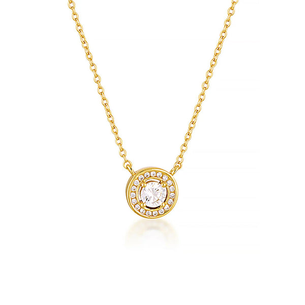 Georgini - Milestone Gold Tone Cubic Zirconia Halo Pendant