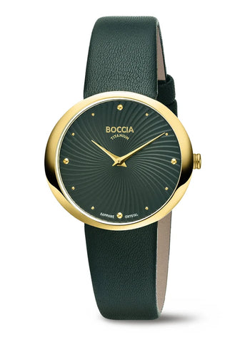 Boccia - Pure Titanium Gold With Dark Green Strap