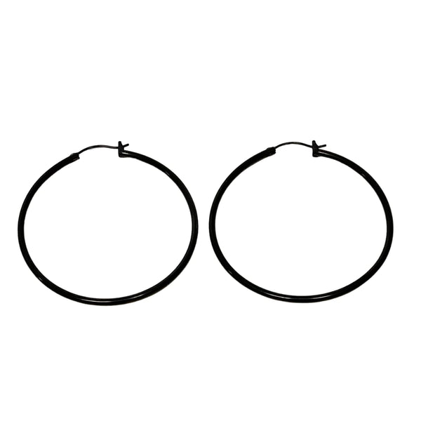 Fabuleux Vous - Black 50mm Hoop Earrings