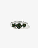 Meadowlark - 3 Hexagon Stone Ring Silver Green Sapphire