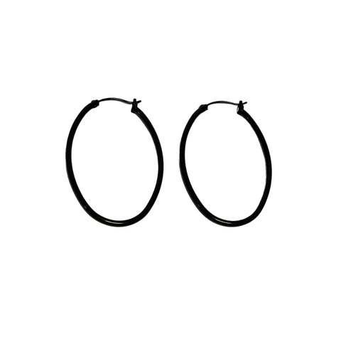 Fabuleux Vous - Black Oval Hoop Earring