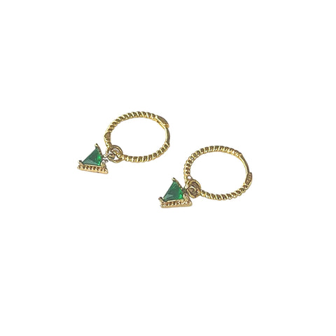 Lindi Kingi - Prism Engraved Sleepers Gold & Emerald