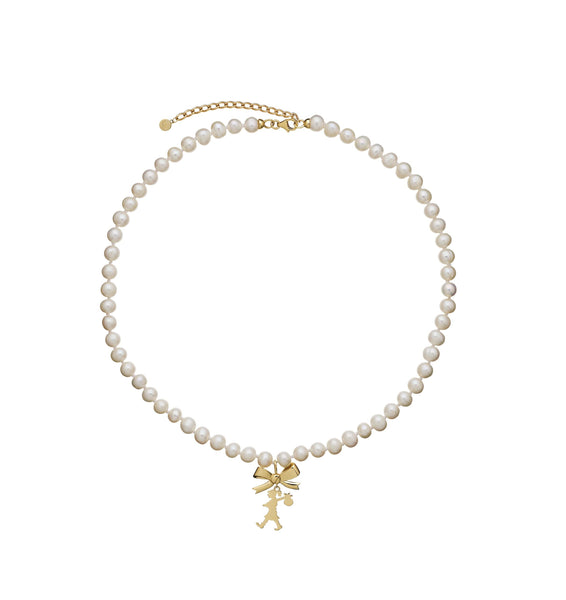 Karen Walker - Girl With A Bow & Pearls Necklaces Gold Plated