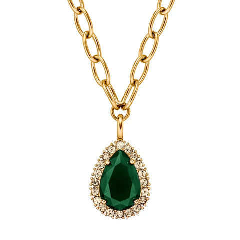 Dyrberg/Kern - Metta Gold Necklace Emerald Green & Golden