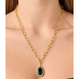 Dyrberg/Kern - Metta Gold Necklace Emerald Green & Golden