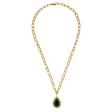 Dyrberg/Kern - Metta Gold Necklace Emerald Green & Golden