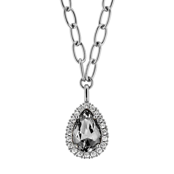 Dyrberg/Kern - Metta Shiny Silver Necklace Grey & Crystal