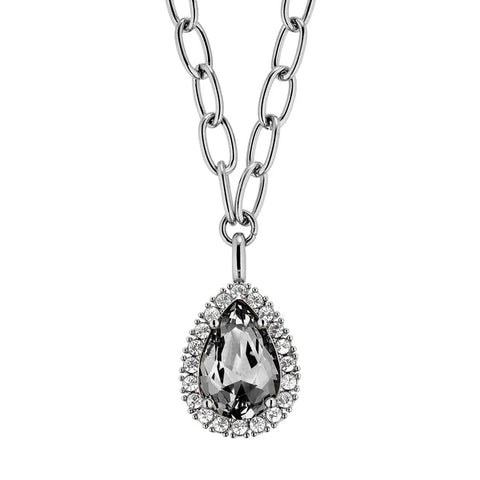Dyrberg/Kern - Metta Shiny Silver Necklace Grey & Crystal