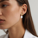 Dyrberg Kern - Petun Gold Pearl Drop Earrings Golden & White Pearl