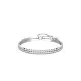 Subtly Double Bracelet, White, Rhodium Plating