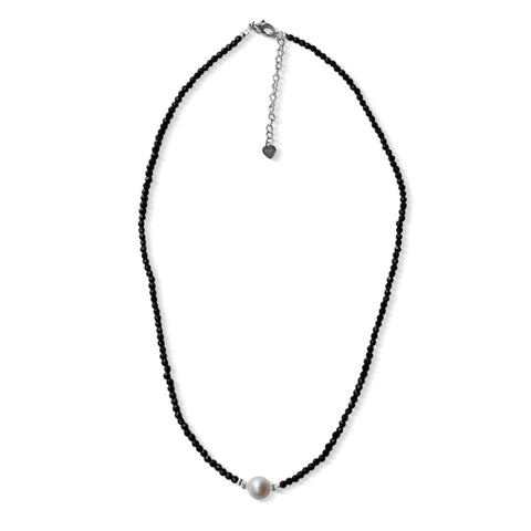 Fabuleux Vous - Silver Perle Black Spinel & Fresh Water Pearl Necklace